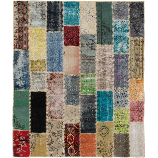 ECARPETGALLERY Hand-knotted Color Transition Patchwork Multi Wool Rug - 5'0 x 6'7
