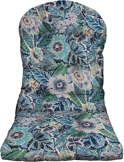 Rsh Decor Tufted Adirondack Chair Cushion Outdoor, Pensacola Bay Blue Tropical Floral