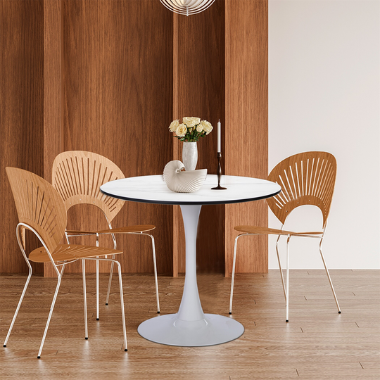 Round Tulip Table with MDF Top, Modern Dining Table, Coffee End Table