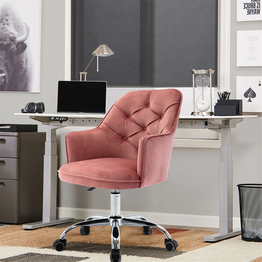 Modern Velvet Home Office Chair Adjustable 360 Degree Swivel Office Chair for Living Room Computer Desk Chair with Soft Seat