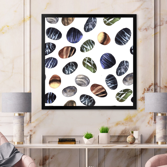 Designart 'Colorful Stones On White I' Modern Framed Art Print