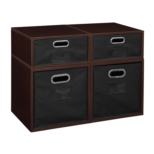 Noble Connect Storage Set- 2 Full Cubes/2 Half Cubes with Foldable Storage Bins- Truffle/Black