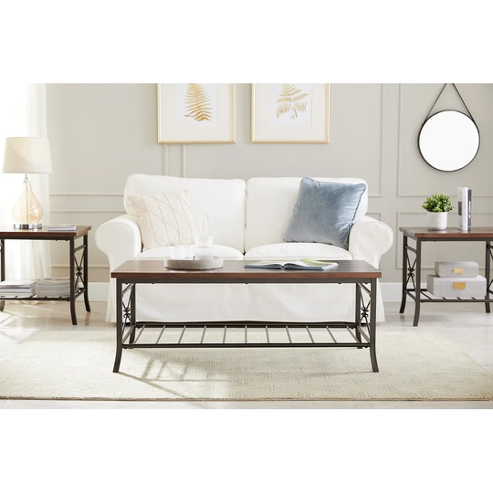 3-Piece Occasional Table Set 1 cocktail and 2 End Table Sets, MDF panels and Powder for Living Room