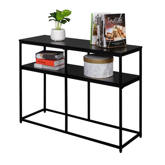 2-Tier Console Sofa Table, Industrial Foyer Table for Living Room