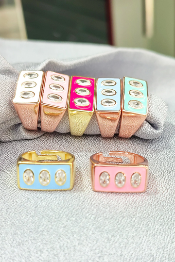 Handmade Colorful Enamel Stack Rings 925 Sterling Silver With Charming Fashion Jewelry