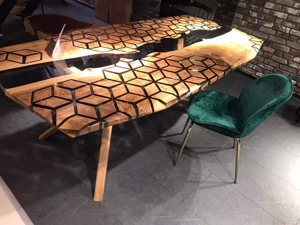 Unique Epoxy Table Design, Wooden Resin Office Table, Design Handmade Bespoke