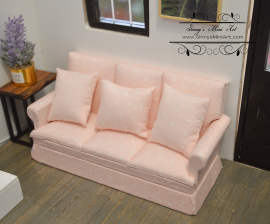 112 Dollhouse Miniature Farmhouse Sofa Pink E28-B