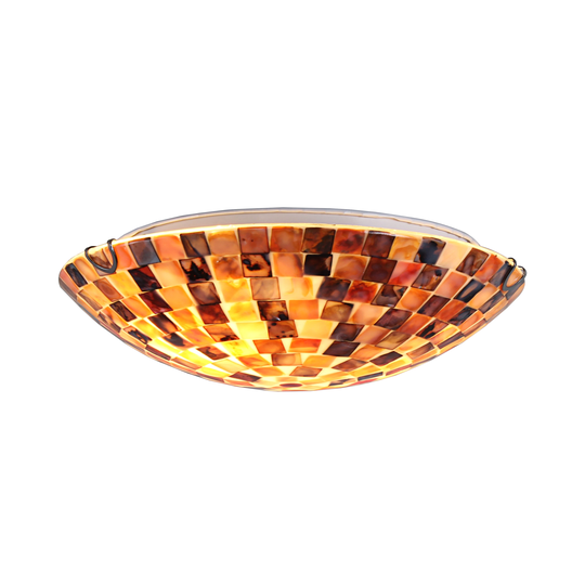 Mosaic Design 2-light Seashell Flush Mount Fixture - Multi-Color