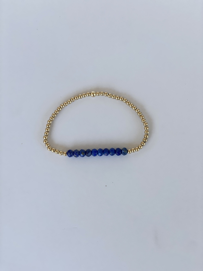The Lapis Gemstone Bracelet 14K Gold Filled Stretch
