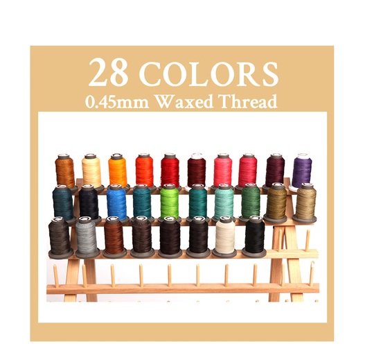28 Colors 0.45mm Waxed Thread, Color Leather Thread, 142 Yards Per Color Sewing Thread Hand Stitching For