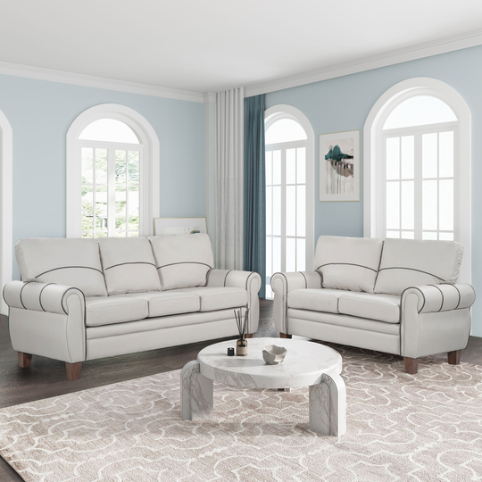 Mid-Century Sofa Set PU Leather Upholstered Couch Furniture (2+3 seat)