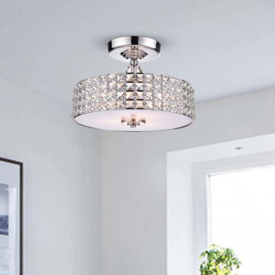 Lesath 3 - Light Shaded Drum Semi Flush Mount