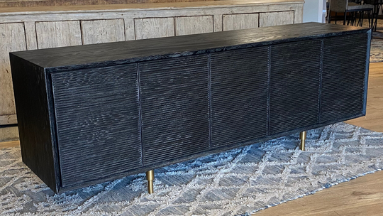 Special Price Beautiful Solid Oak W/Front Design Black Sideboard With Brass Legs From Terra Nova Designs Los Angeles