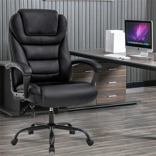 Black PU Leather High Back Ergonomic Office Chair