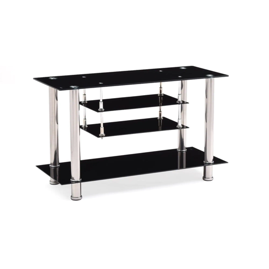 39" Black Contemporary Style Wide Glass TV Stand
