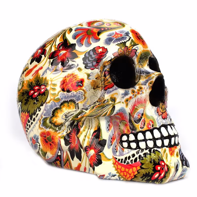 Human Skull Replica| Colored Drawing Decor| Pattern Color Decoration| Halloween Party Decoration