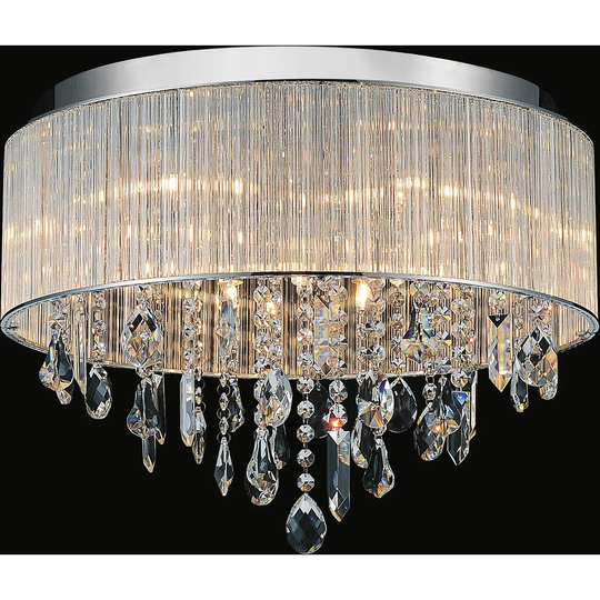 Guisseppe Lighting Nine Light Flush Mount Jacquimo Chrome - Exact Size