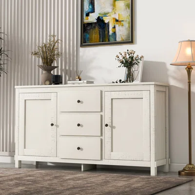 Toshie 64.13'' Wide 3 Drawer Pine Solid Wood Sideboard