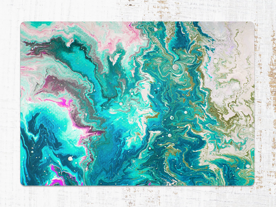 Abstract Turquoise Chair Mat, Blue Protective Pink Splat Marble Vinyl Floor Pad, Area Rug, Kids Room Decor, Splash Mat