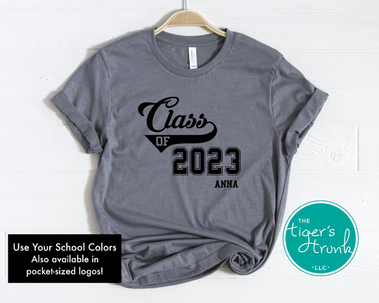 Custom School Colors, Graduation Shirt, Senior Gift, Personalized Class Of 2023 Name Tee, Night Shirt