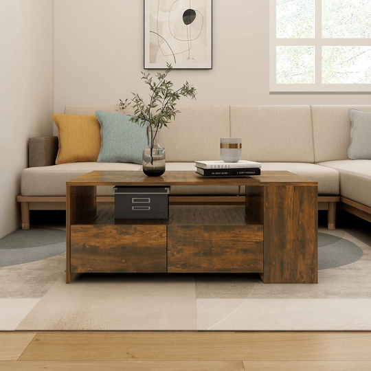 Coffee Table Smoked Oak 40.2"x21.7"x16.5" Engineered Wood