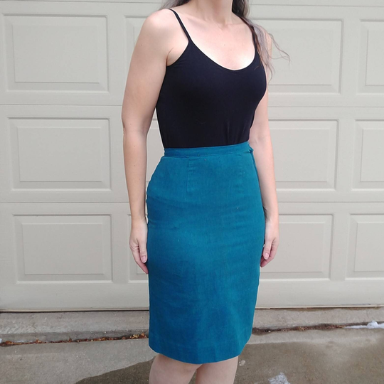 Teal Summer Pencil Skirt 1960's S 26 Waist | B2