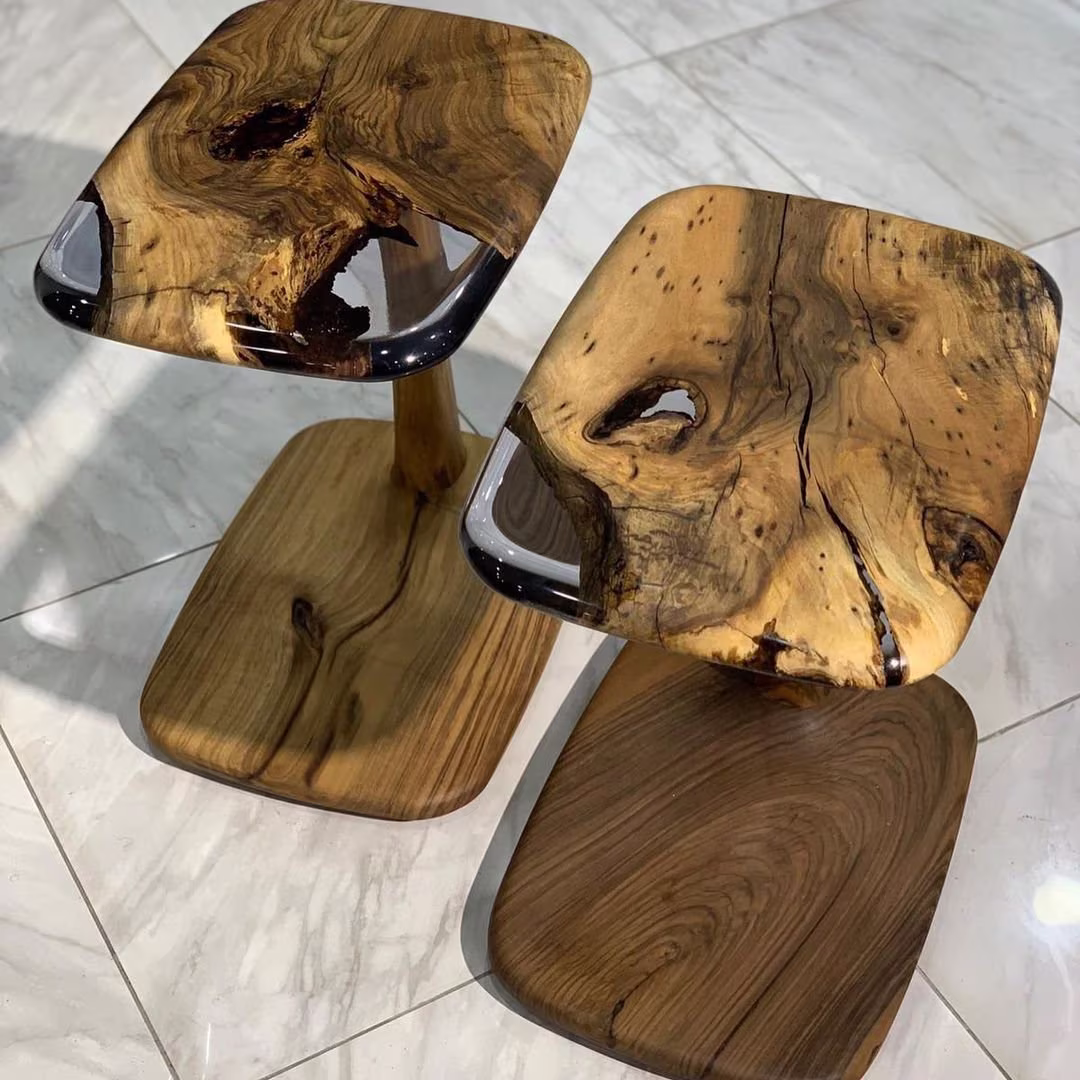 Epoxy Coffee Table, Resin End Custom Round Live Edge Olive Clear Natural Side Table, Epoxy Table