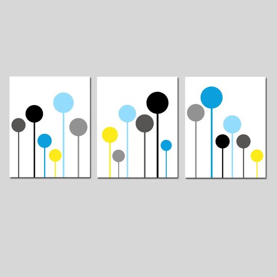 Abstract Kids Wall Art, Colorful Modern Lollipop Art Set Of 3 Prints, Playroom Nursery - Canvas Or Prints