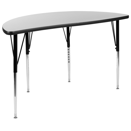 47.5" Half Circle Wave Collaborative Grey Adjustable Height Activity Table