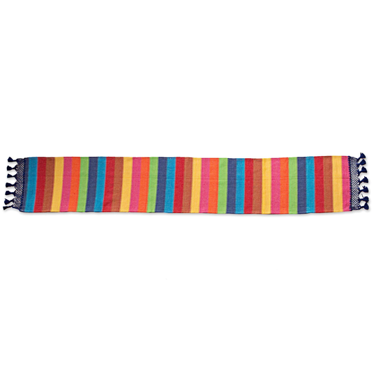 Cotton Table Runner, 'Shimmering Rainbow' (Mexico) - 82" L x 13.5" W