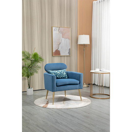 Velvet Accent Chair Living Room Armchair Lounge Chair, Blue