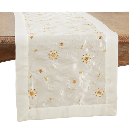 Embroidered Table Runner With Sequined Design