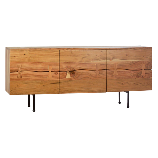 Rhett 78" Acacia Wood Sideboard in Natural Medium Brown and Steel Legs