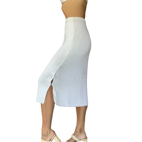 Vanilla Knit High Waisted Pencil Skirt | Size Large