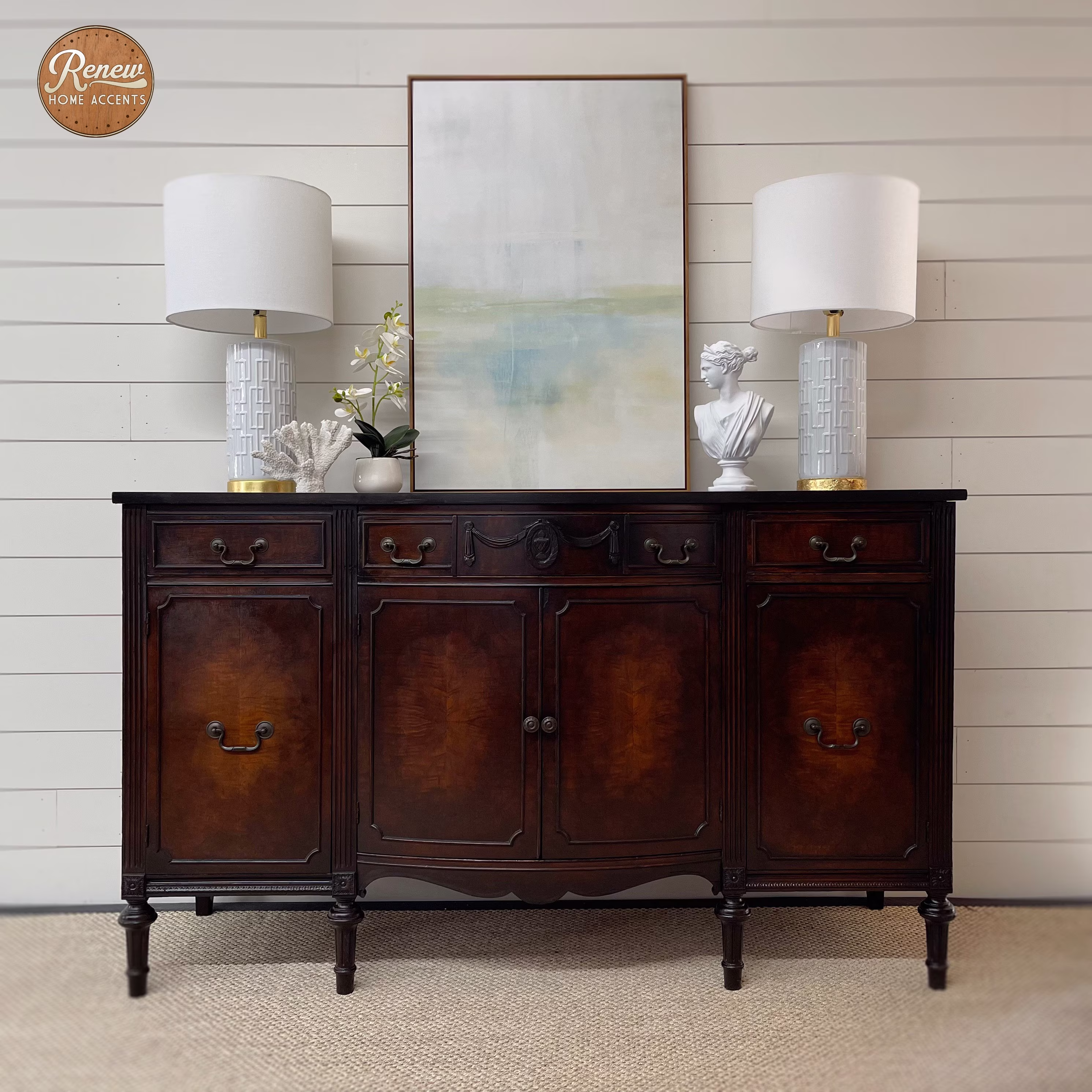 Antique Hepplewhite Sideboard | Victorian Buffet French Country Furniture Transitional Tv Media Stand