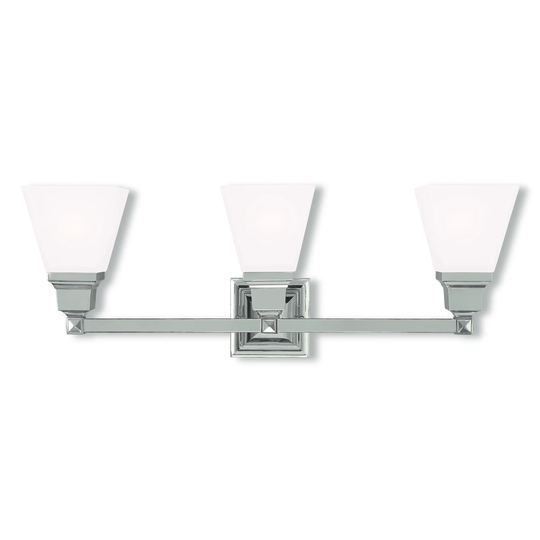 Livex Lighting Mission Polished-nickel Steel/Frosted Glass 3-light Bath Light
