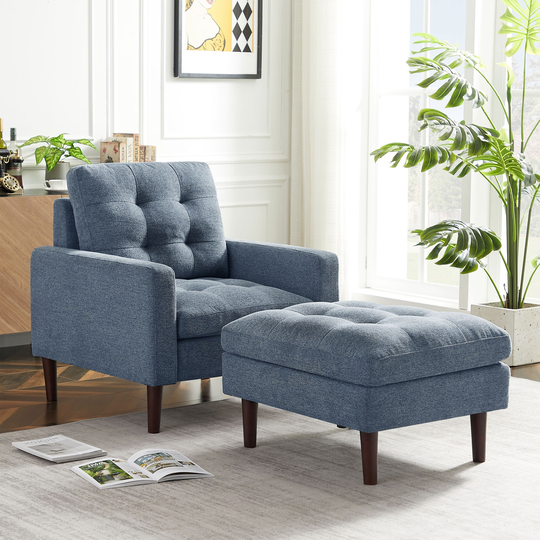 Modern Air Leather Single Sofa Chair with Solid Wood Legs