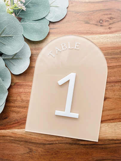 Layered Arch Acrylic Table Numbers | Wedding Modern Sign