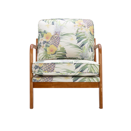 Pineapple Pattern Modern Wood Frame Accent Chair Lounge Chair Armchair