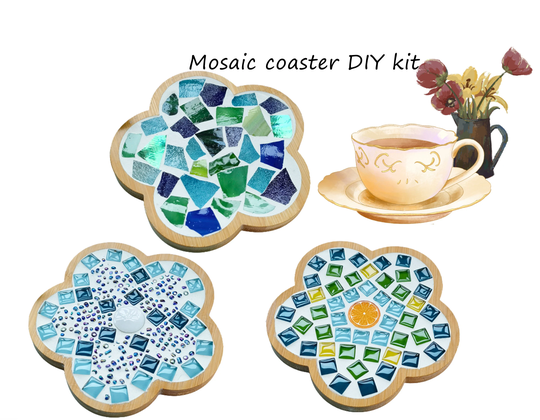 Mosaic Coaster Diy Kit, Stained Glass Craft Kit For Adult, Colored Table Coaster, Craft Kit Kid, Home Diy Gifts