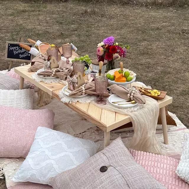 44 Inc - 22 Inc, Wooden Table, Car Picnic Folding Boho, Wooden Gift, Portable Table, Boho Handmade Furniture