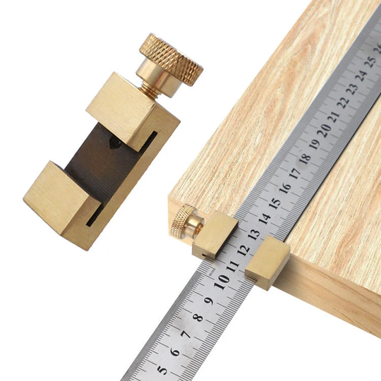 Brass Ruler Locating Block Leather Marking Locator Angle Scriber Carpenter Location Line Gauge Measuring Tools