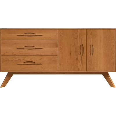 Audrey 66.13" Wide 3 Drawer Walnut Wood Sideboard