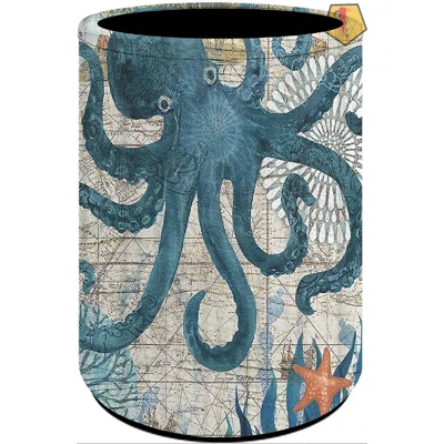 Octopus Cartoon Pencil Pen Holder Ethnic Style Brush Scissor Holder PU Leather Desktop Stationery Organizer Storage Box Case For Home Office Study Roo