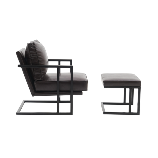 Recliner Sofa Chair PU Leather Living Room Chair Padded Seat Lounge Chair with Stool