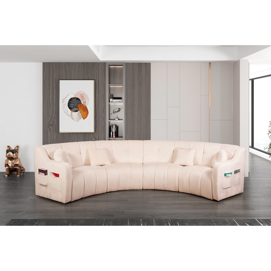 Velvet Symmetrical Modular Legless Curved Floor Sofa - 153"