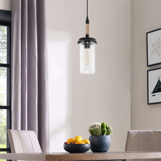 Vintage 5.5-inch farmhouse glass pendant light - 5.5*5.5*13.7H