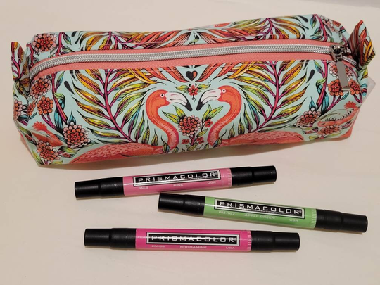 Boxy Pencil Case /Dopp Toiletry/Makeup Bag ~ Made With Pink Flamingo Tula Fabric