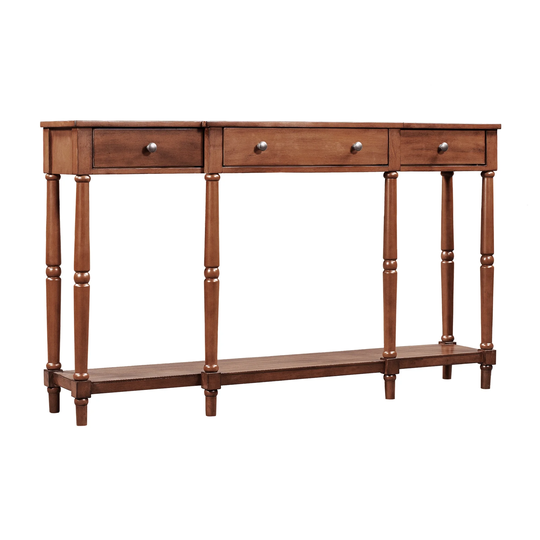 Solid Wood Console Table, Classic Entryway Table with Storag