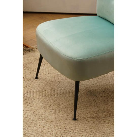 Velvet Fabric Farmhouse Slipper Chair Accent Chair with Metal Legs